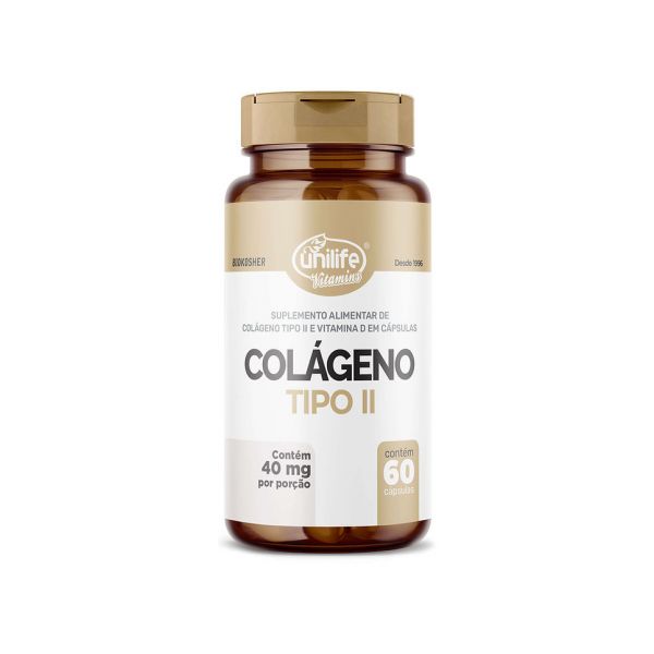 Colágeno Tipo II com vitamina D em cápsulas 40 mg - 60 CPS | Unilife