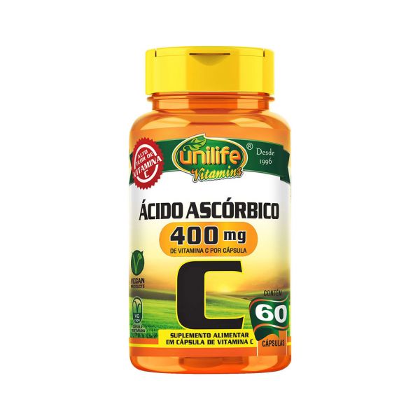 Vitamina C 400 mg PURE - Ácido Ascórbico cápsulas 400 mg | Unilife